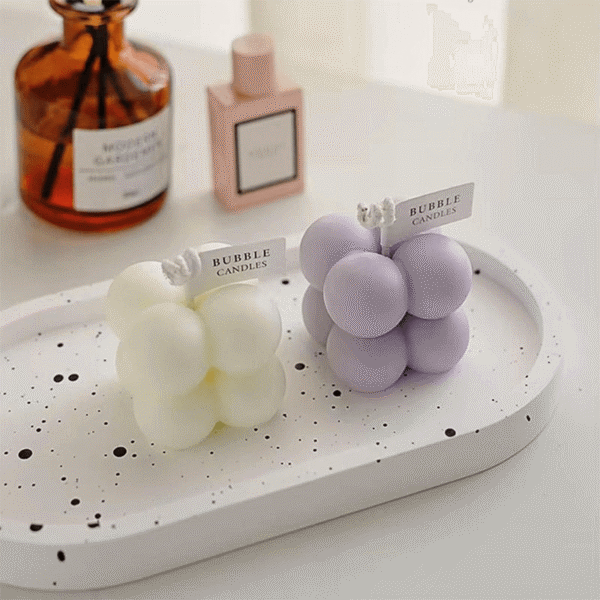 Wholesale Cute Flower Pattern Small Bubble Hand-made Cube Soy Wax Candle for Weddings Birthdays Daily Use - Image 4