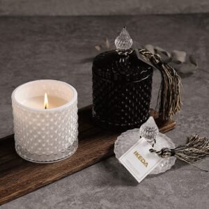 Private Label Luxury Scented Candles - Frosted Colored Ceramic Jar with Gift Box for Wholesale