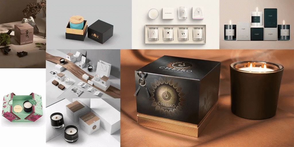 Custom candle packaging with logo printing and luxury finishes.