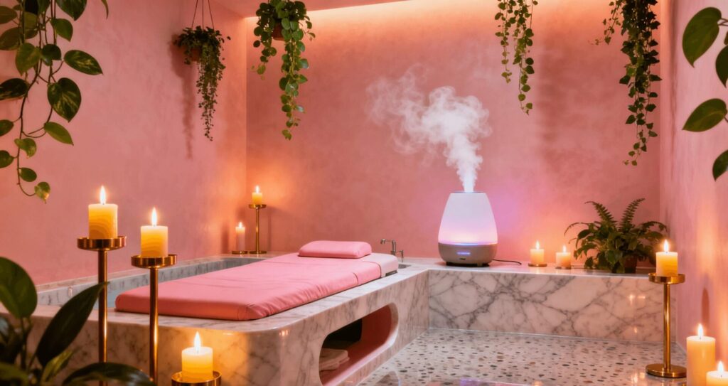 Hotel spa using aromatic candles for relaxation