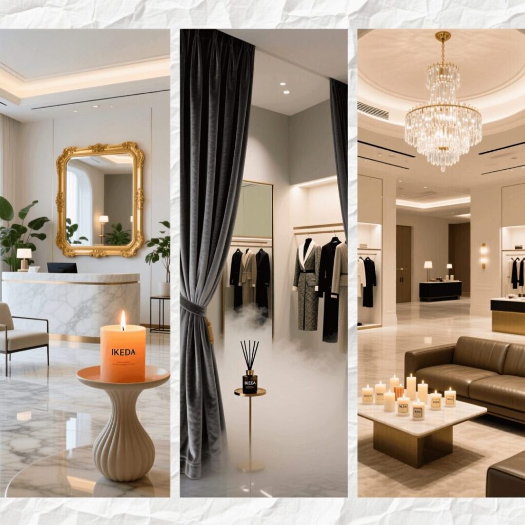 A braided white pillar candle emitting a gentle wisp of smoke.