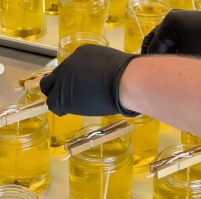Soy candle manufacturing and wick testing process