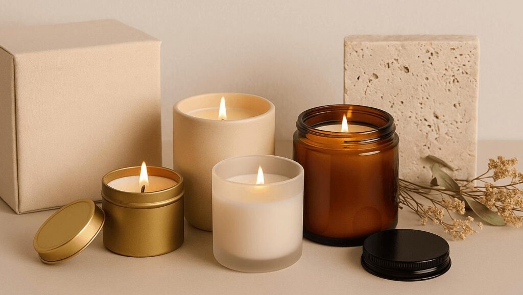 Private label candle collection with different jar styles